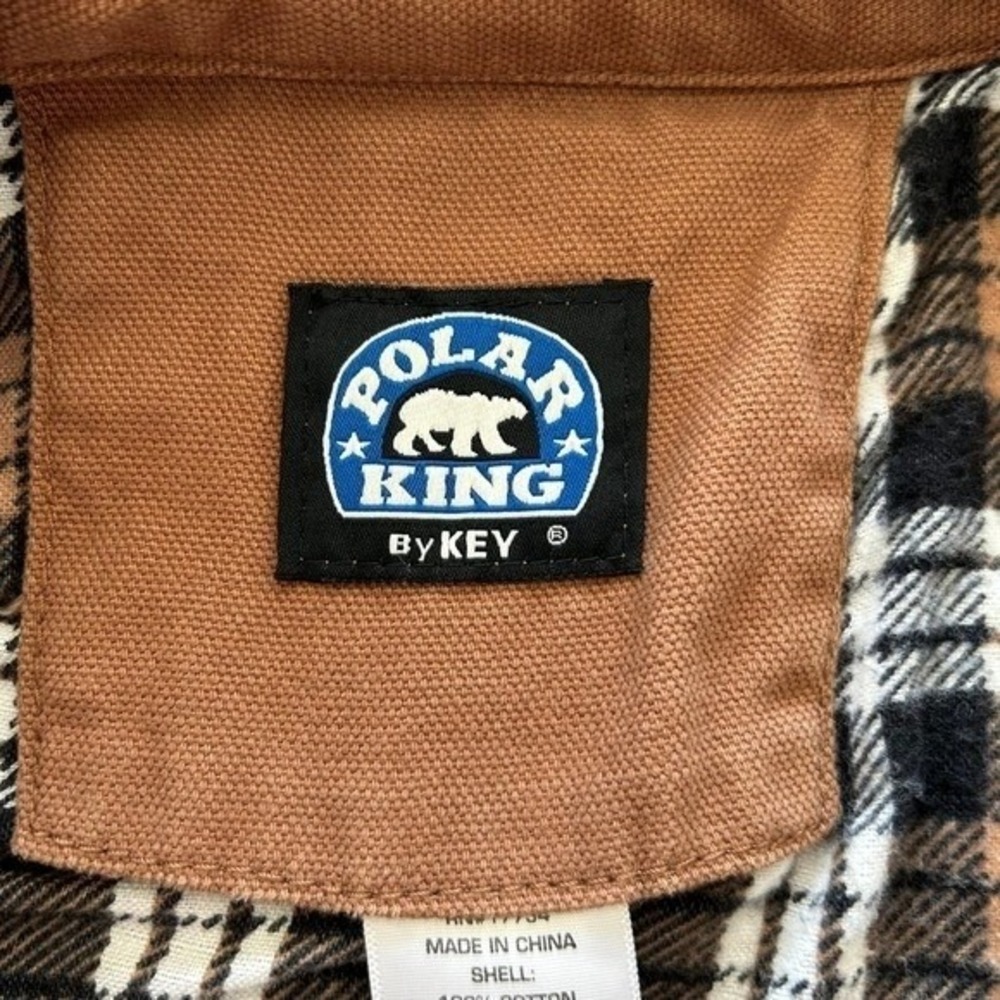 Polar King by Key Brown Men's 2XL Canvas Workwear Shirt Jacket Flannel Lined - Picture 7 of 10